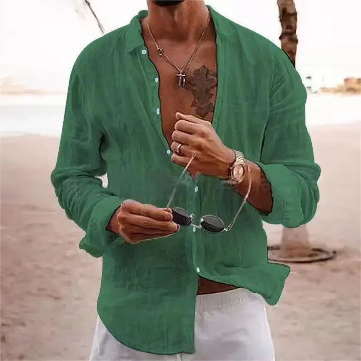 Adam – Loose Cotton-Linen Holiday Shirt