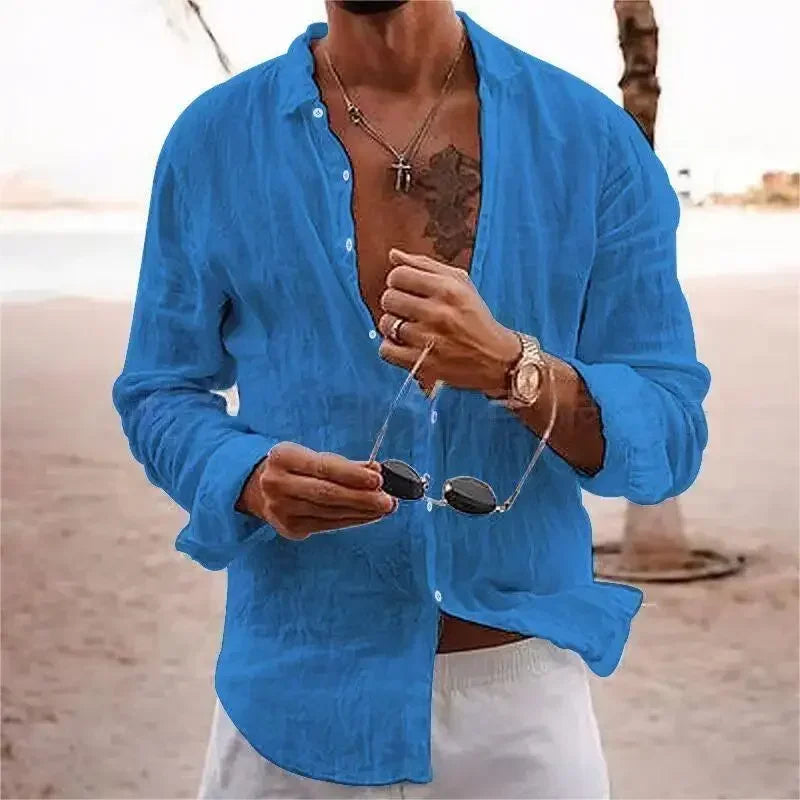 Adam – Loose Cotton-Linen Holiday Shirt