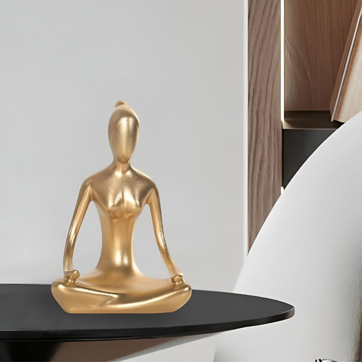 Gold Meditating Woman Figurine