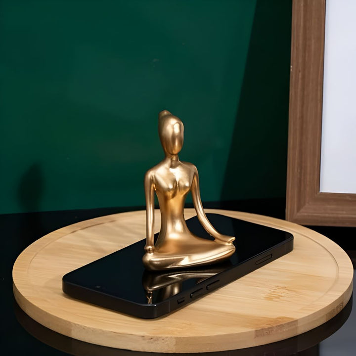 Gold Meditating Woman Figurine