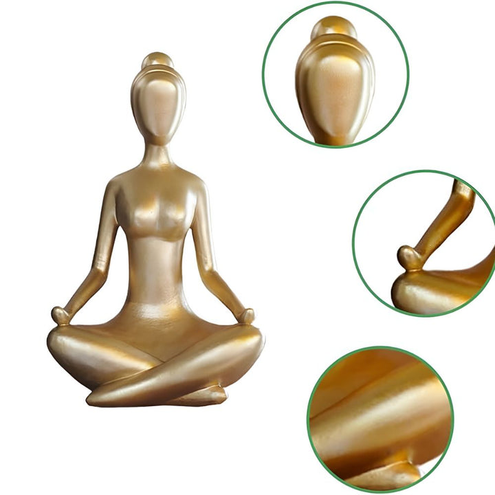 Gold Meditating Woman Figurine