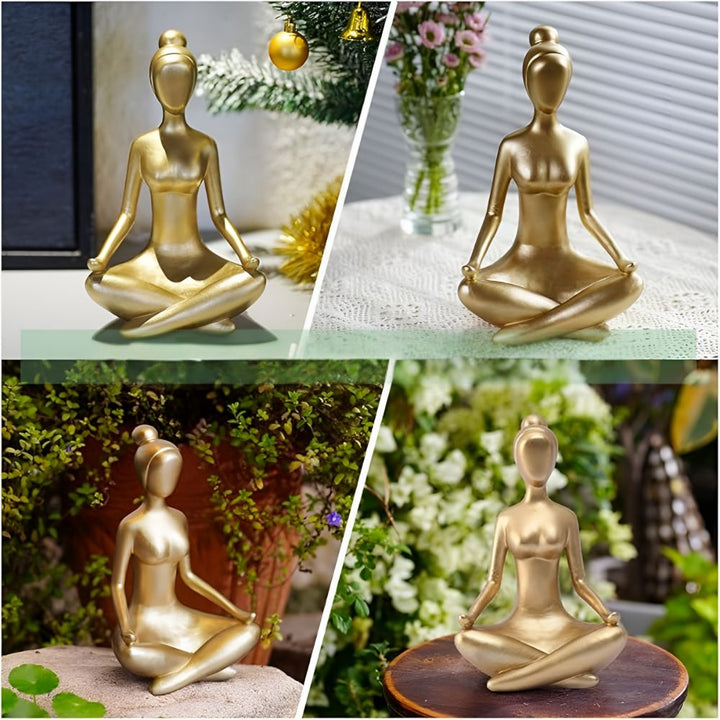 Gold Meditating Woman Figurine