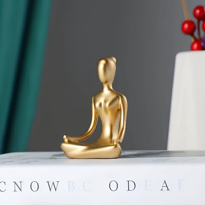 Gold Meditating Woman Figurine