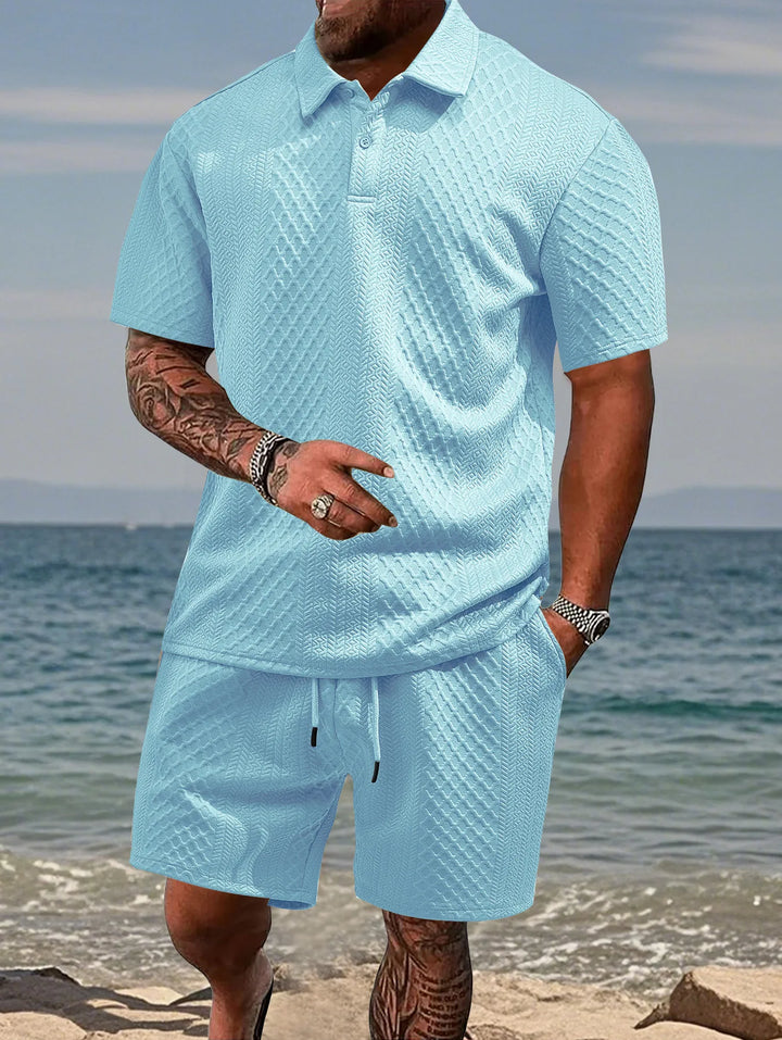 Cormac – Men's Polo and Shorts Set with Jacquard Texture