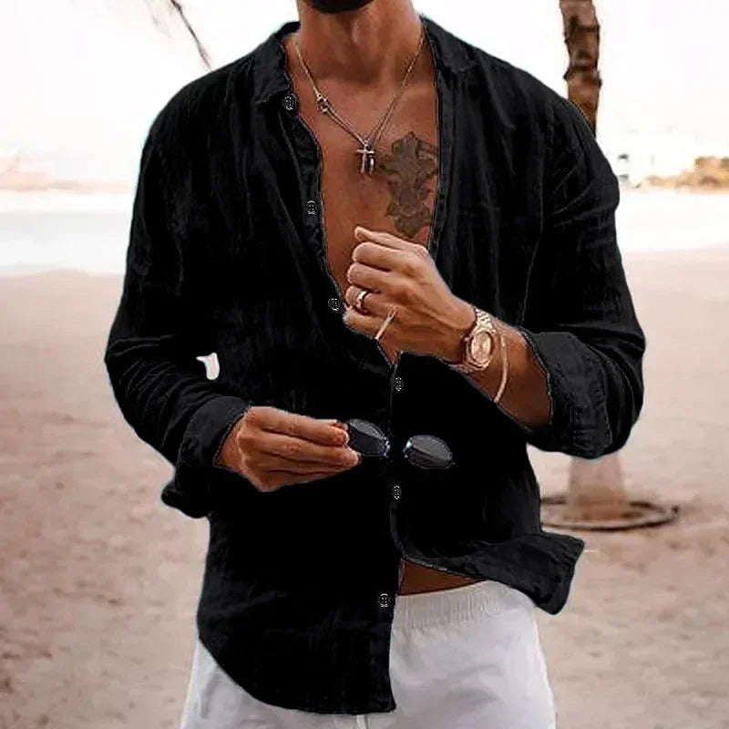 Adam – Loose Cotton-Linen Holiday Shirt