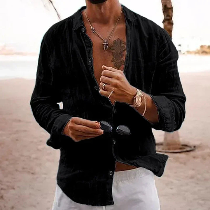 Adam – Loose Cotton-Linen Holiday Shirt