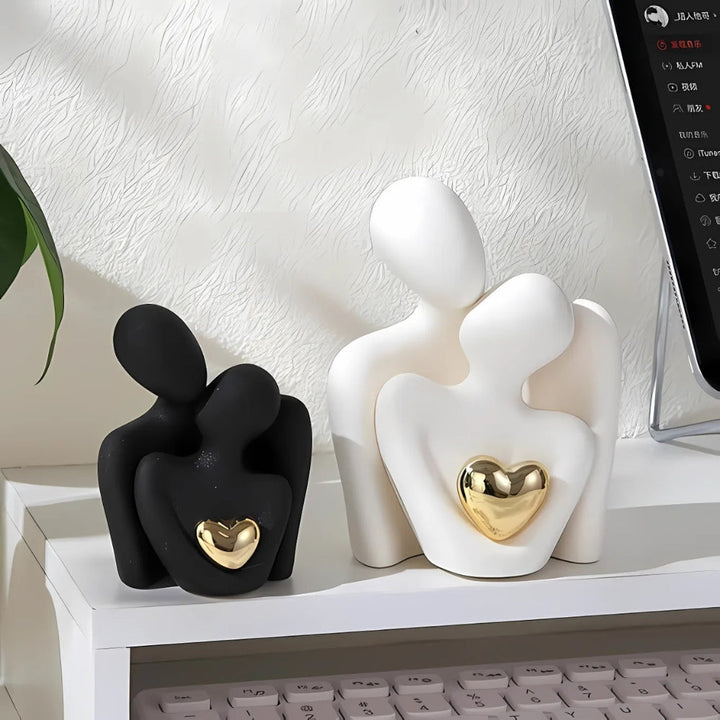 Loving Couple Figurine with Gold Heart
