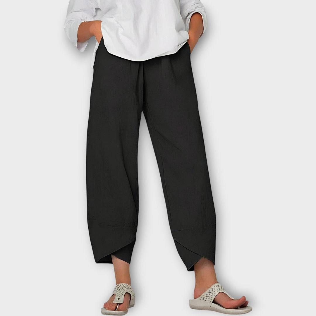 Ciara – Elegant Asymmetric-Hem Trousers