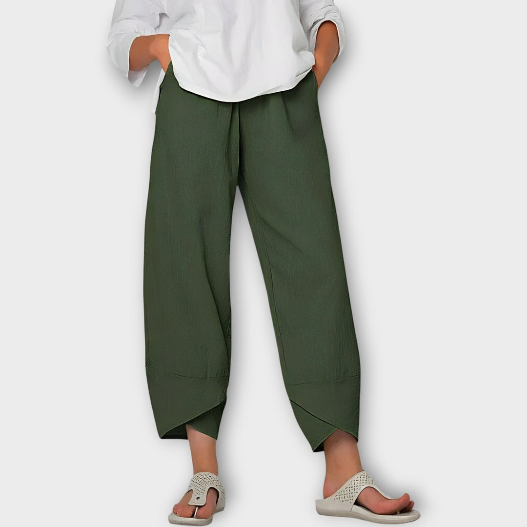 Ciara – Elegant Asymmetric-Hem Trousers