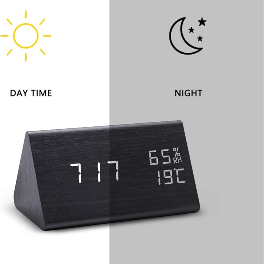 Wooden Digital Alarm Clock with Thermometer