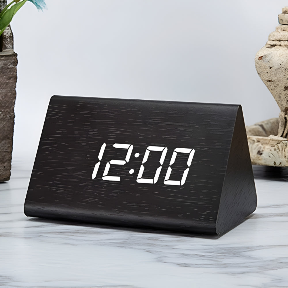 Wooden Digital Alarm Clock with Thermometer