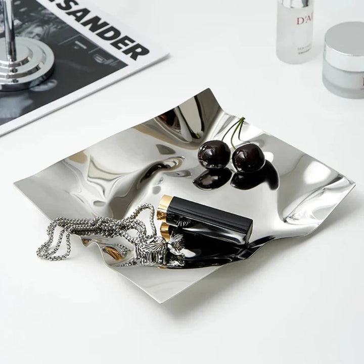 Stainless Steel Wavy Decorative Tray – Glossy