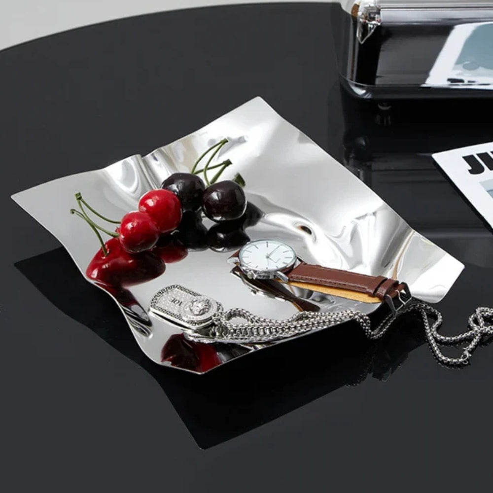 Stainless Steel Wavy Decorative Tray – Glossy
