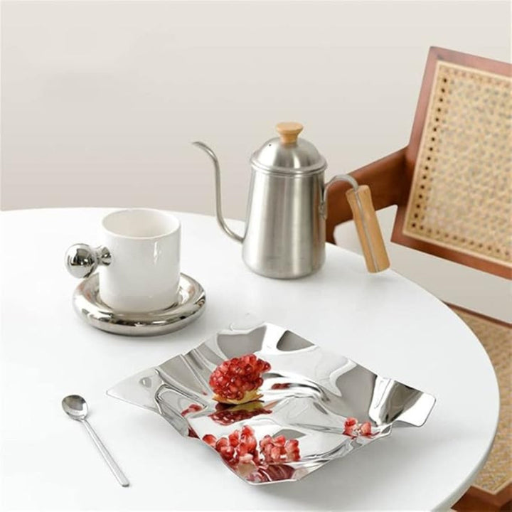 Stainless Steel Wavy Decorative Tray – Glossy