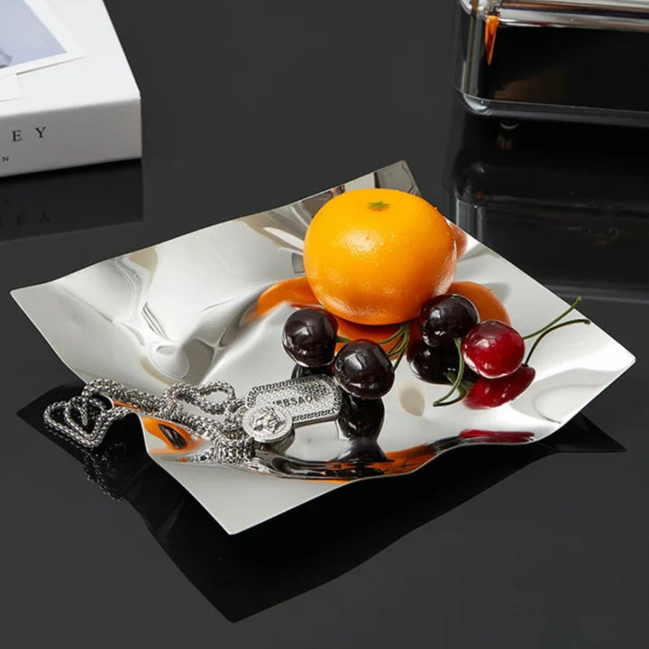 Stainless Steel Wavy Decorative Tray – Glossy