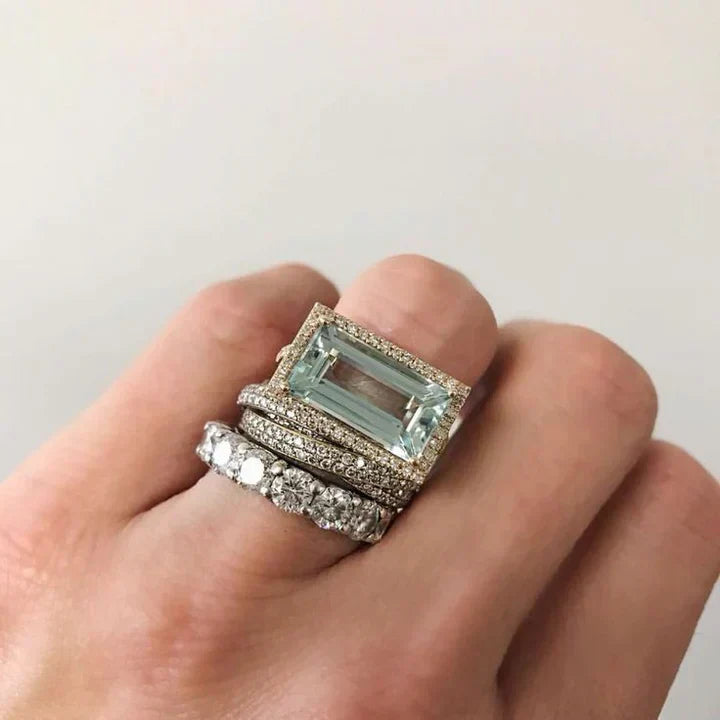 Vintage Silver Ring with Turquoise Glass