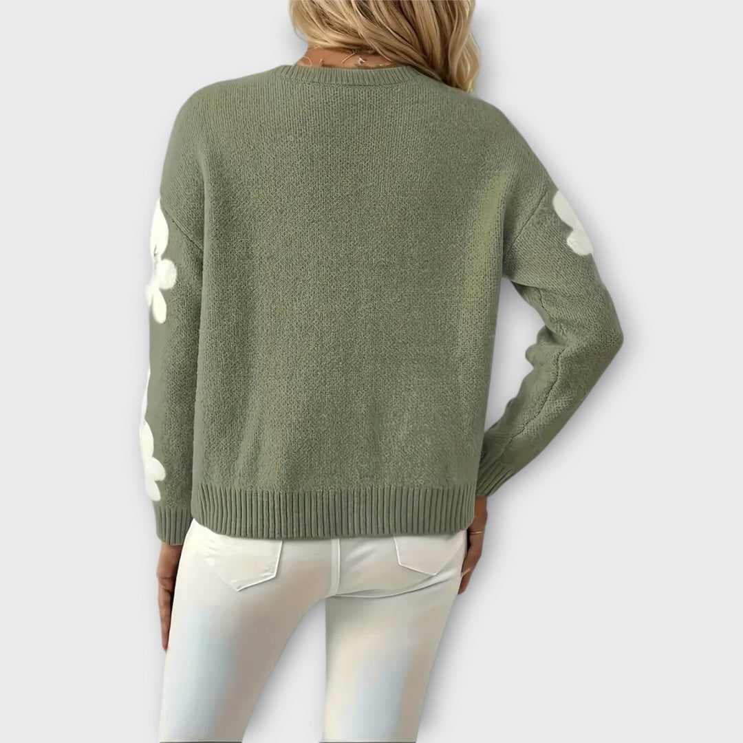Silke – Soft Sweater with Floral Sleeves