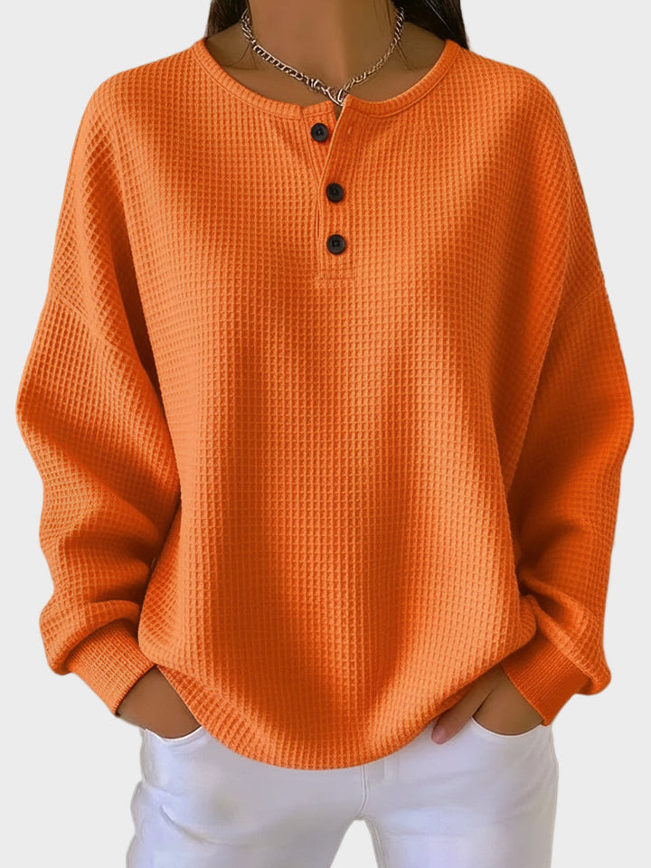 Anne – Waffle-Knit Henley Top