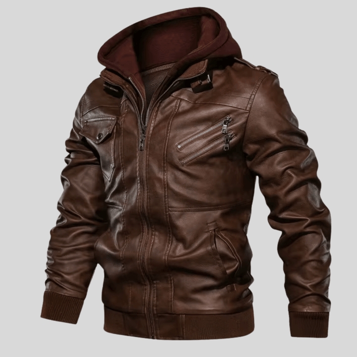 Barry – Leather Jacket with Detachable Hood
