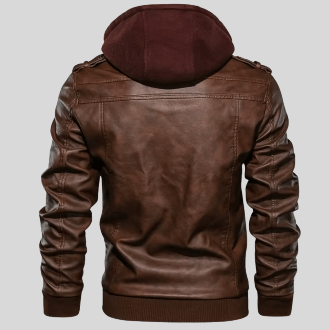 Barry – Leather Jacket with Detachable Hood