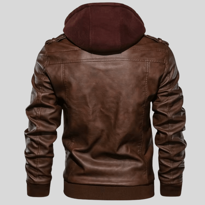 Barry – Leather Jacket with Detachable Hood
