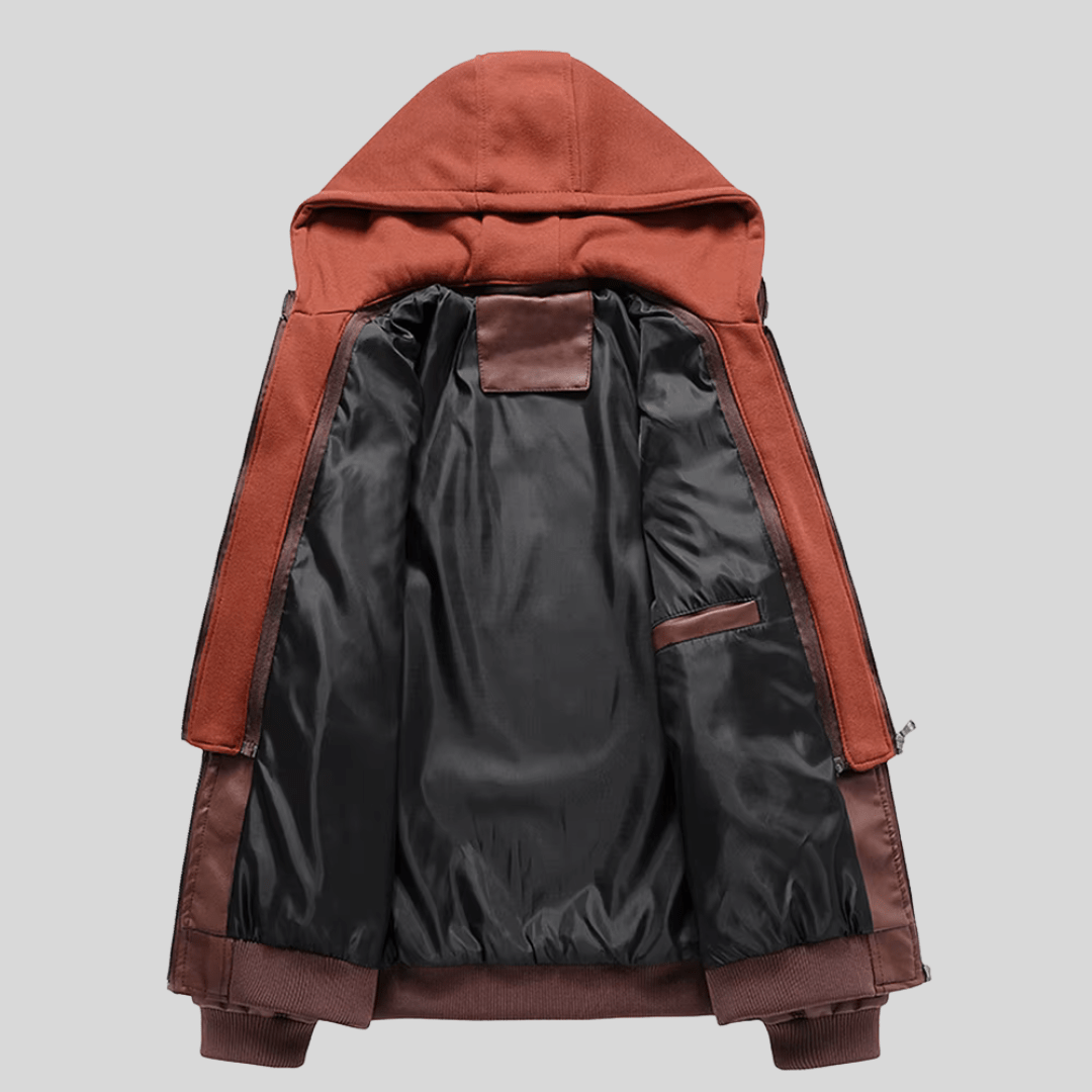 Barry – Leather Jacket with Detachable Hood