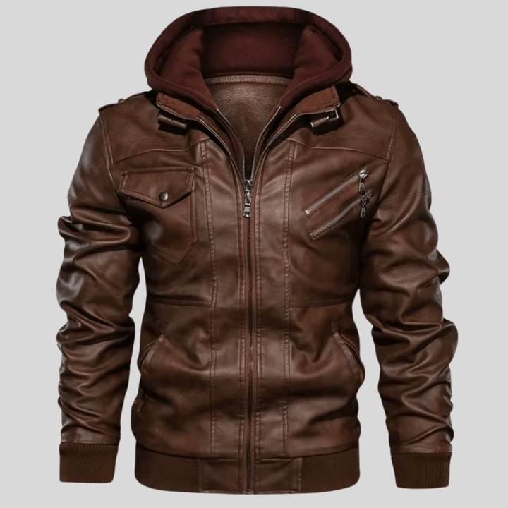 Barry – Leather Jacket with Detachable Hood