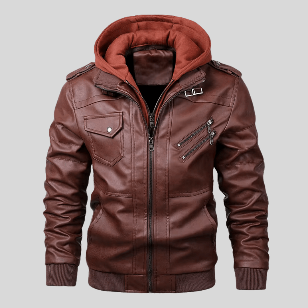 Barry – Leather Jacket with Detachable Hood
