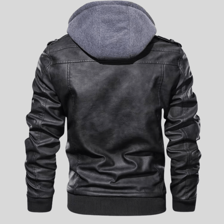 Barry – Leather Jacket with Detachable Hood