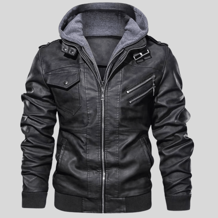 Barry – Leather Jacket with Detachable Hood