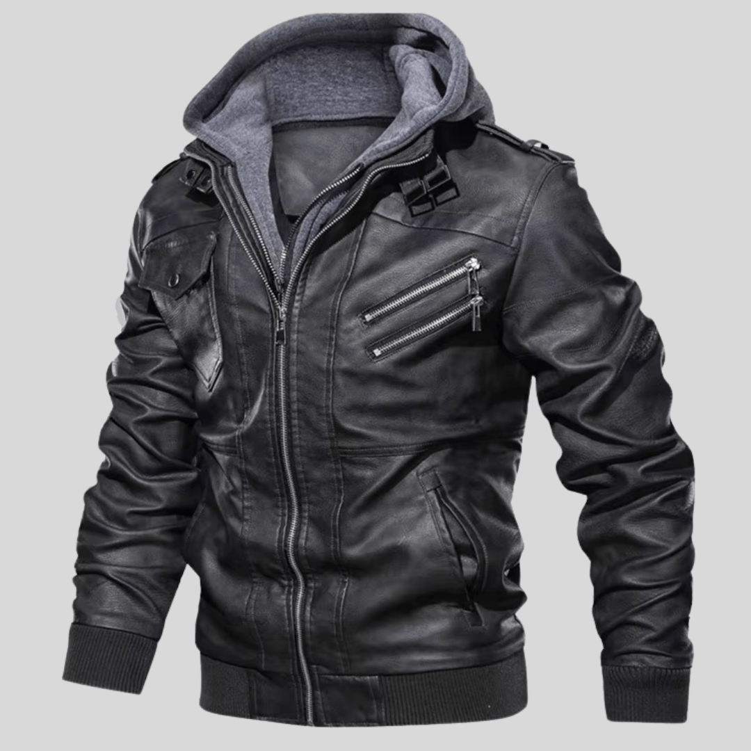 Barry – Leather Jacket with Detachable Hood