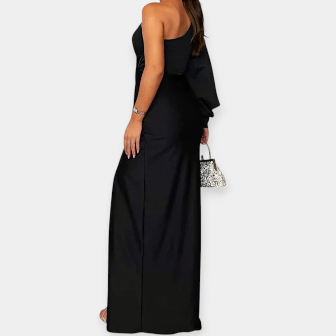 Niamh – One-Shoulder Maxi Dress with Fringe