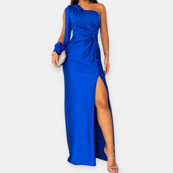 Niamh – One-Shoulder Maxi Dress with Fringe