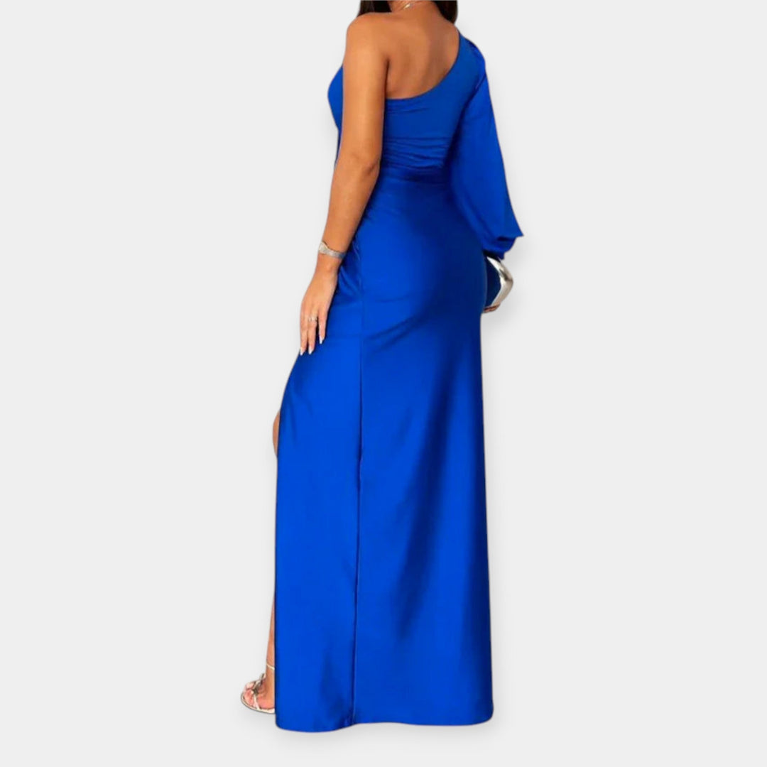 Niamh – One-Shoulder Maxi Dress with Fringe