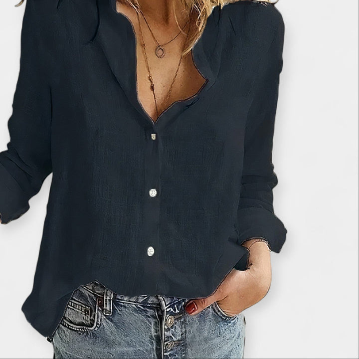 Neda – Classic Linen Blouse