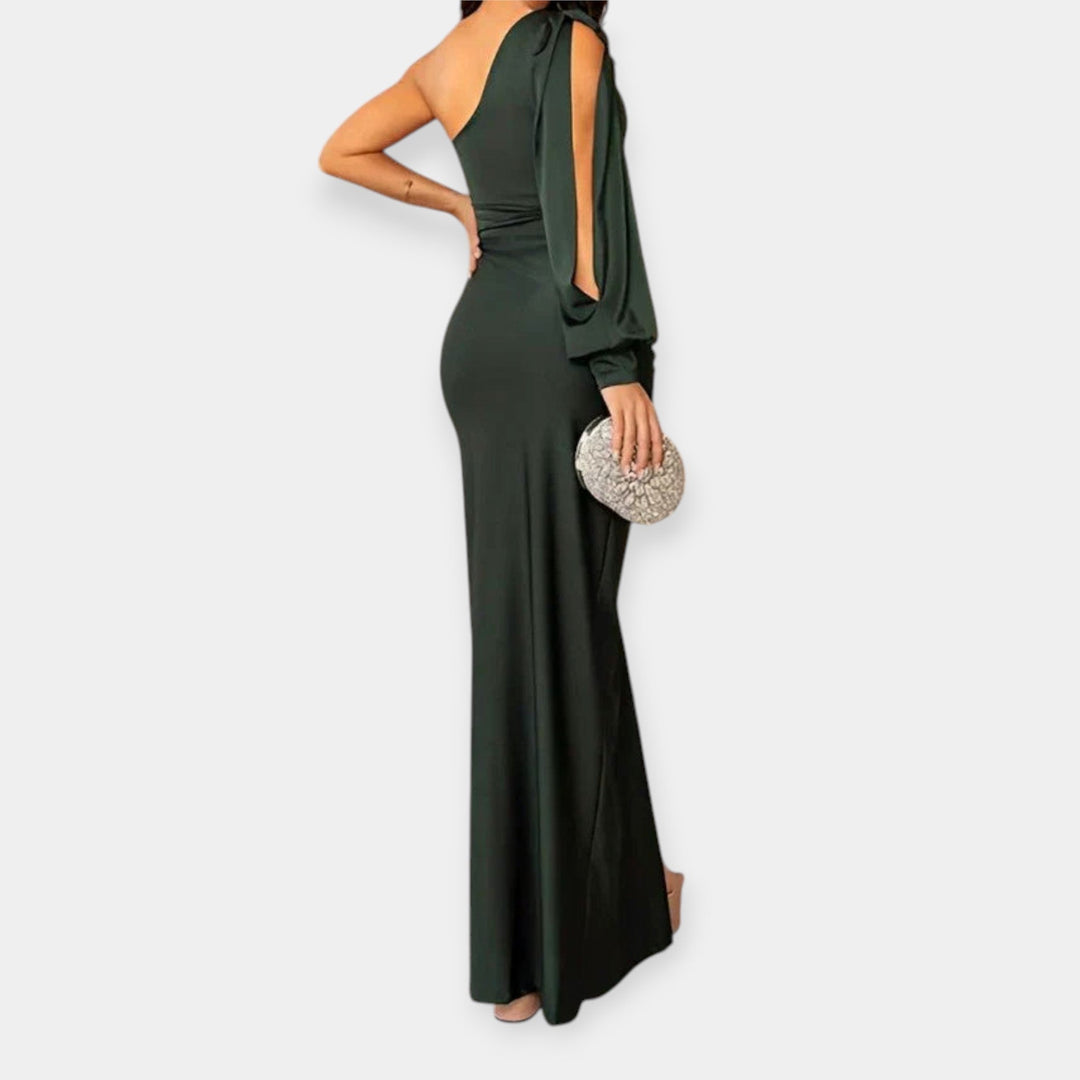 Niamh – One-Shoulder Maxi Dress with Fringe