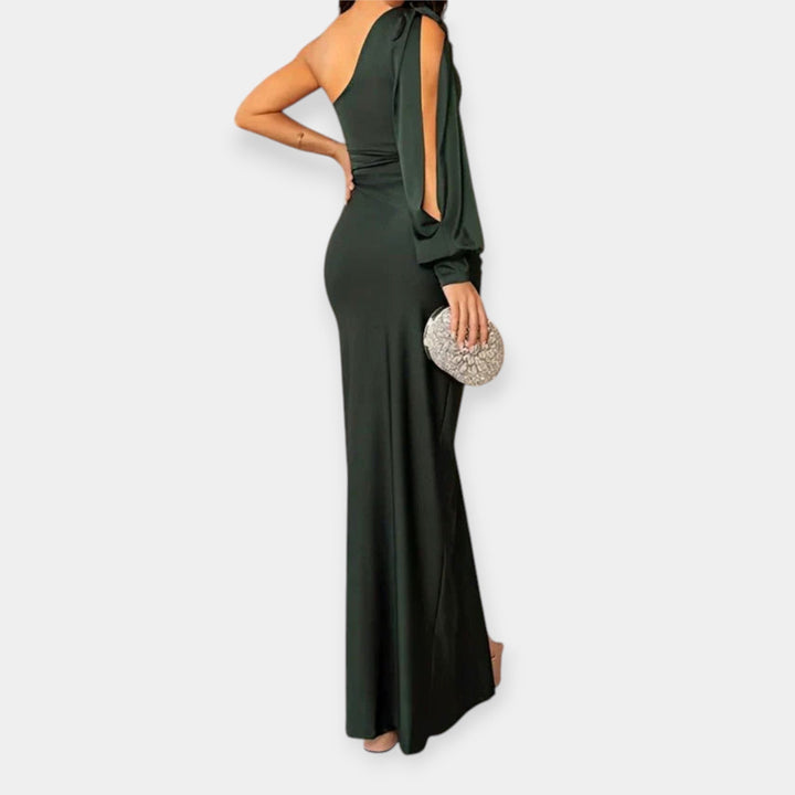 Niamh – One-Shoulder Maxi Dress with Fringe