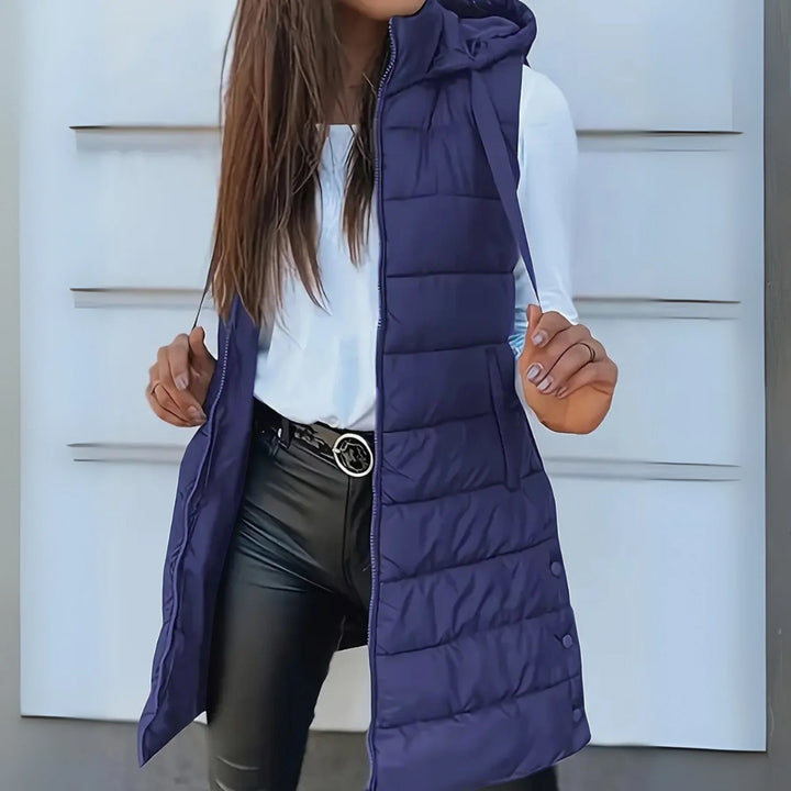 Raquel – Casual Long Sleeveless Hooded Gilet