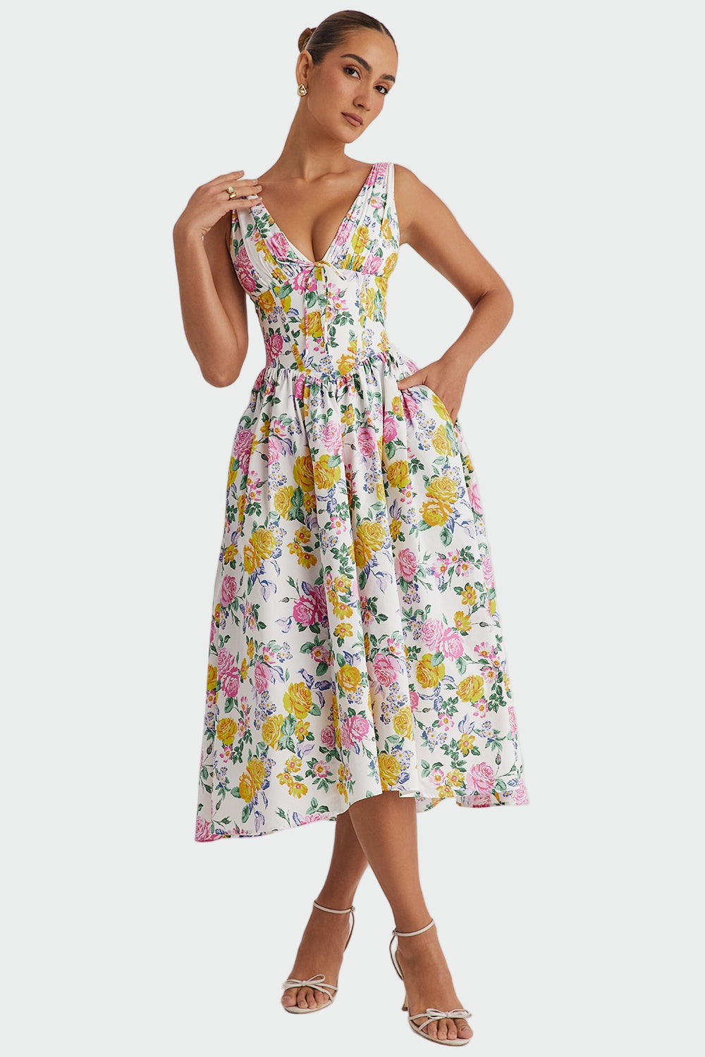 Aoife – Midi Dress with Romantic Floral Pattern