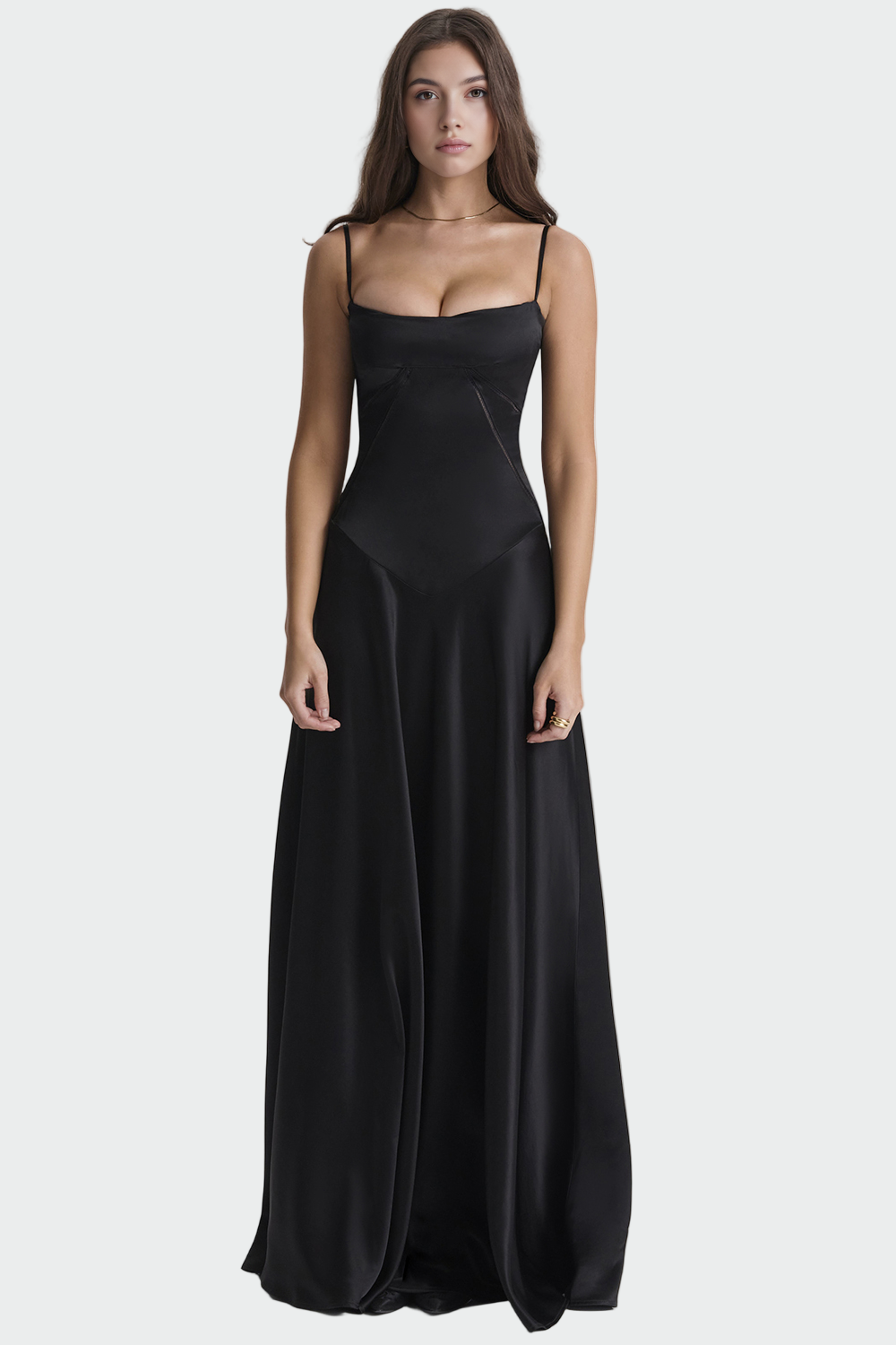 Aoife – Satin Maxi Dress with Thin Straps