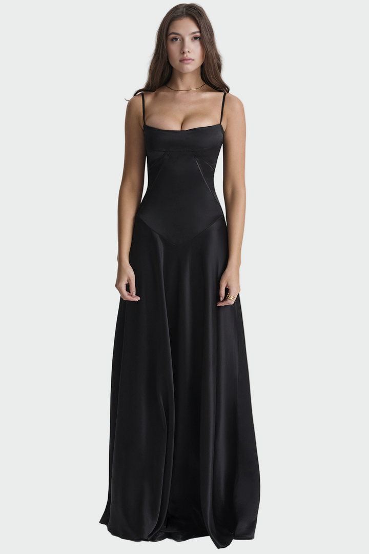 Aoife – Satin Maxi Dress with Thin Straps