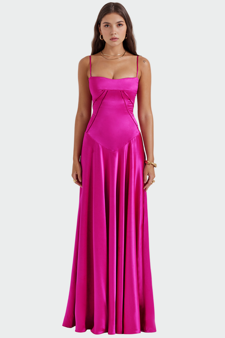 Aoife – Satin Maxi Dress with Thin Straps