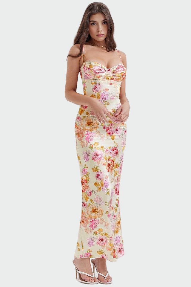 Rozo – Satin Floral Dress
