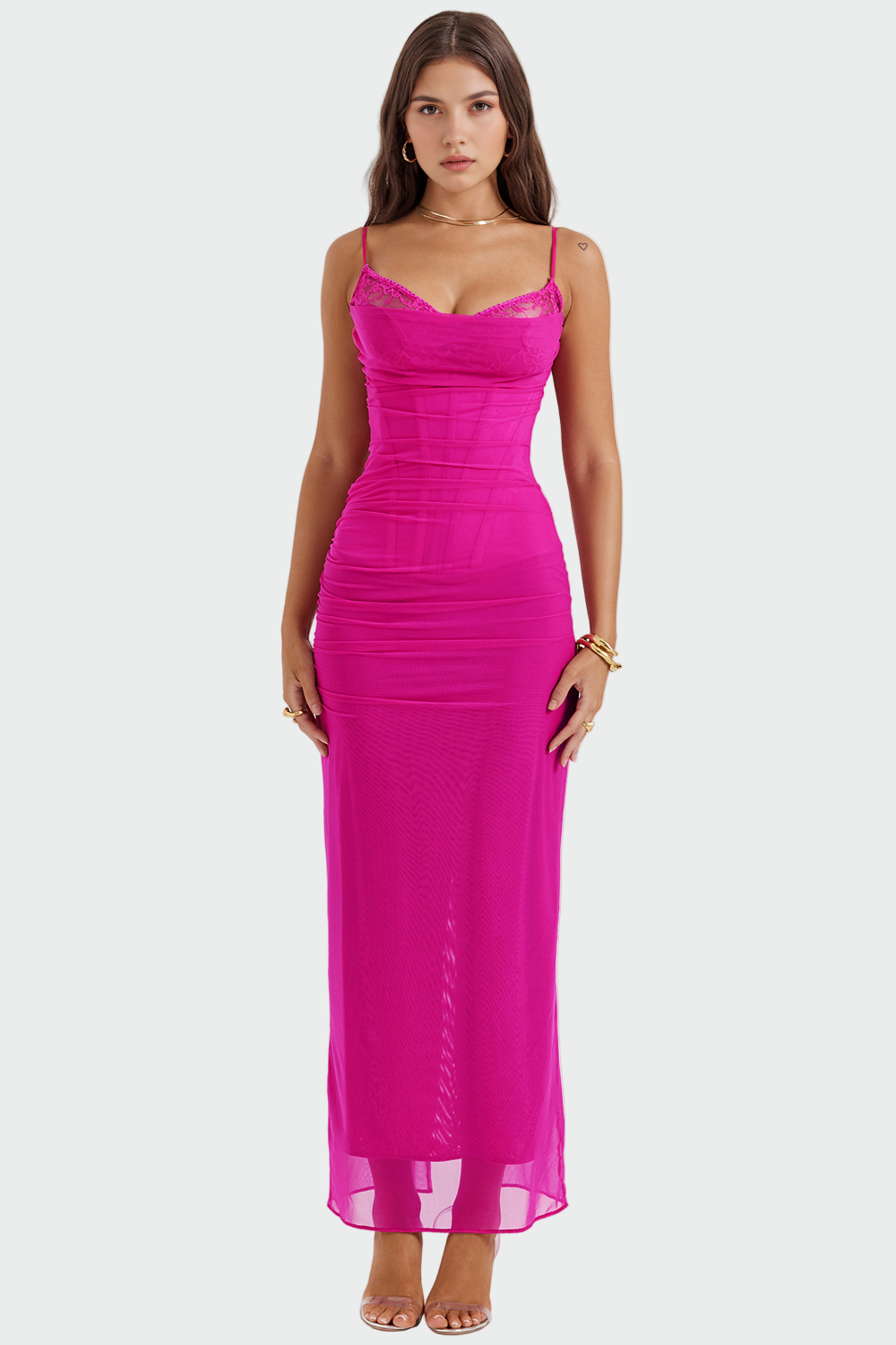 Ava – Draped Tulle Maxi Dress