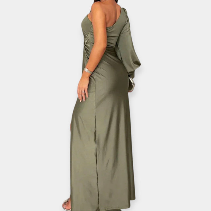 Niamh – One-Shoulder Maxi Dress with Fringe