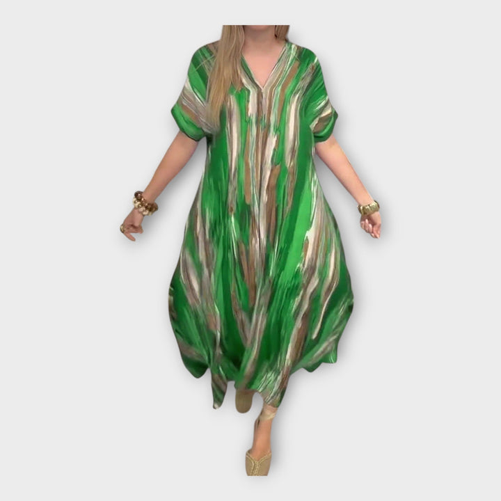 Aoibheann – Long Kaftan with V-Neck and Wide Sleeves