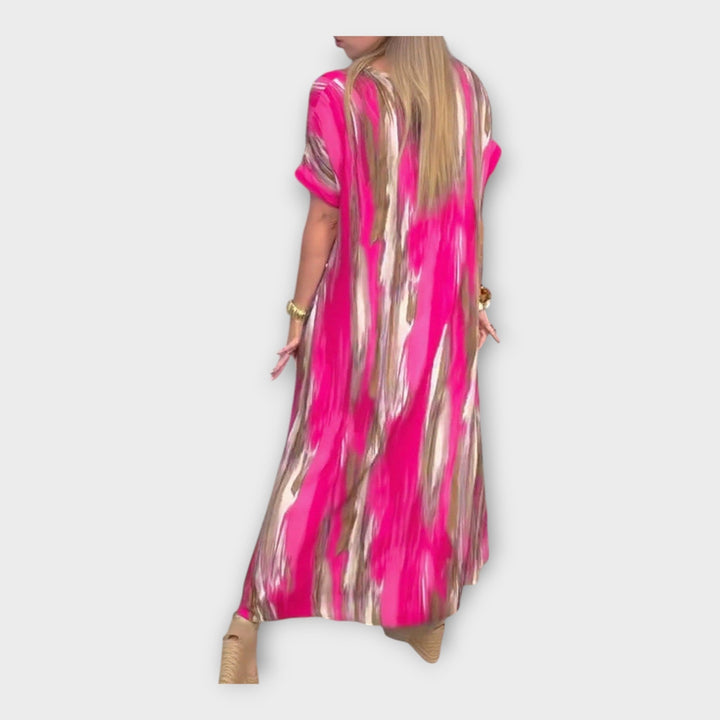 Aoibheann – Long Kaftan with V-Neck and Wide Sleeves