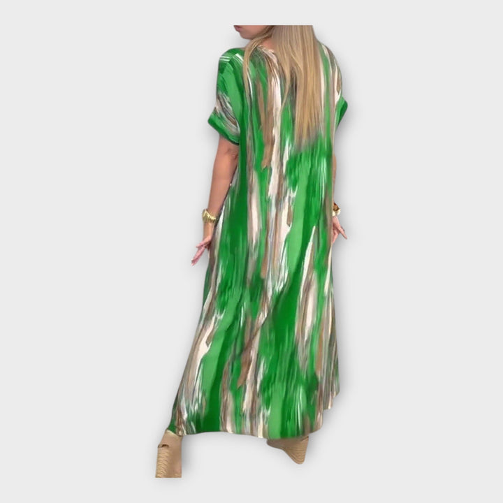 Aoibheann – Long Kaftan with V-Neck and Wide Sleeves