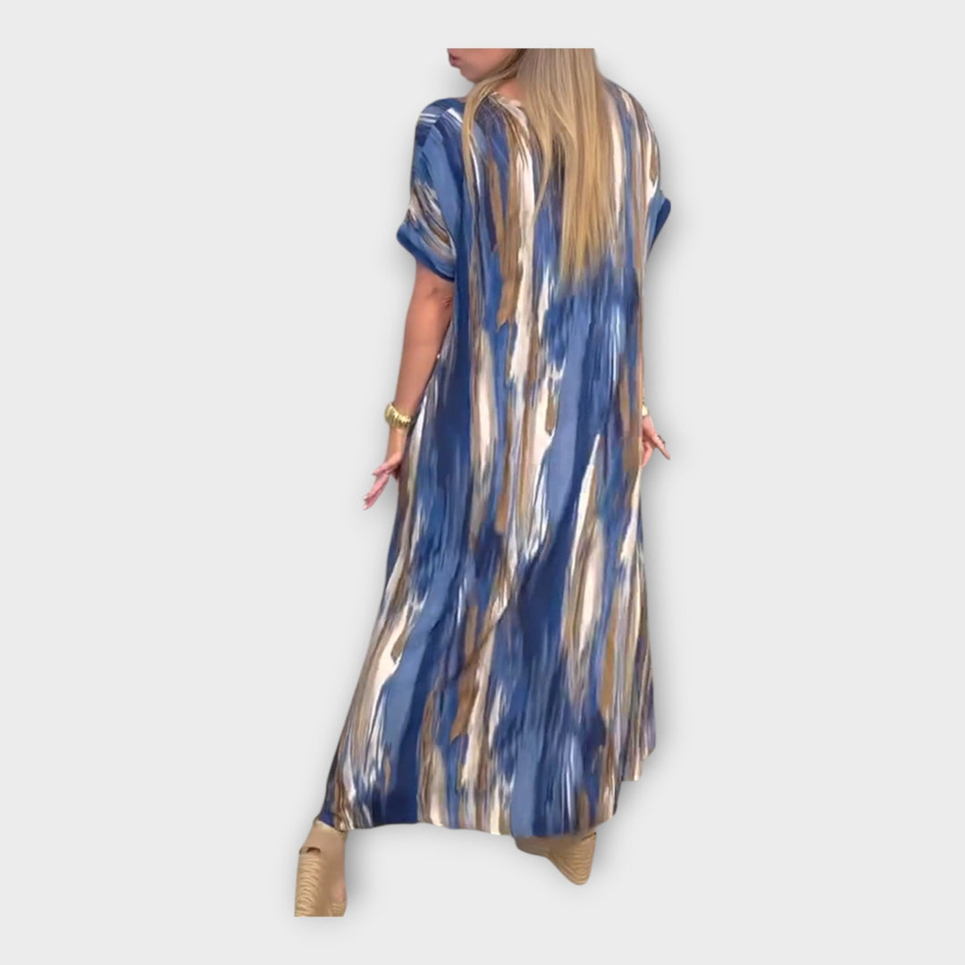 Aoibheann – Long Kaftan with V-Neck and Wide Sleeves
