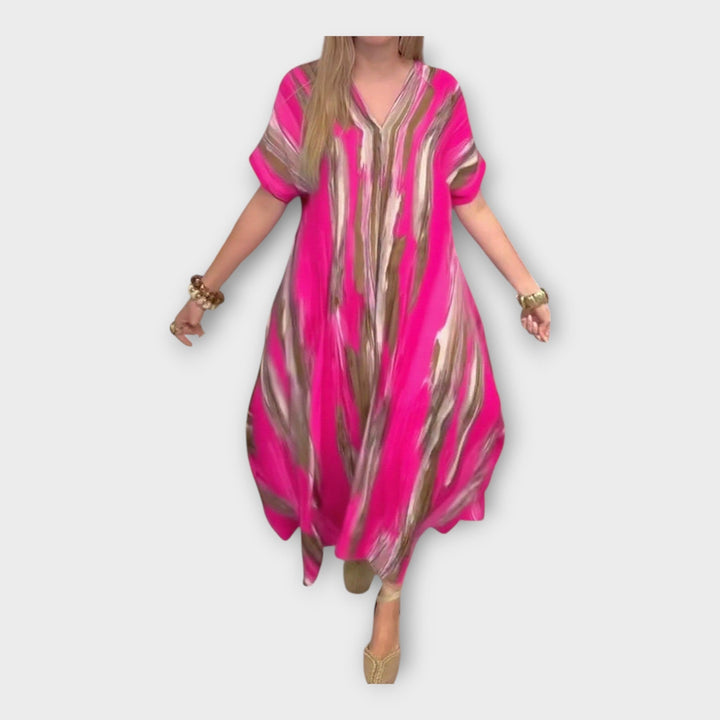 Aoibheann – Long Kaftan with V-Neck and Wide Sleeves